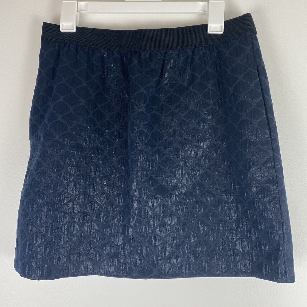 Loft Women's Paperbag Elastic Waistband Skirt Size 8 Black Metallic Geometric